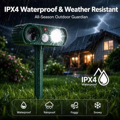 Solar Ultrasonic Animal Repellent Outdoor, Deer Repellent Devices