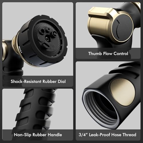 RESTMO Heavy Duty Hose Nozzle, Metal Garden Water Hose Sprayer - color: Bronze