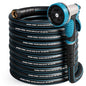 Garden Hose 100 ft x 5/8" with Nozzle, Water Hose Heavy Duty Flexible, Lightweight Kink-less Hybrid Hose with Swivel Handle, Male to Female Fittings (Blue, 100FT) - color: Blue, size: 100ft