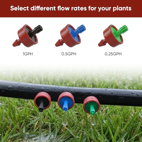 1 GPH Pressure Compensating Drip Emitters for 1/4" Tubing 60Pcs - size: 60pcs 1 GPH