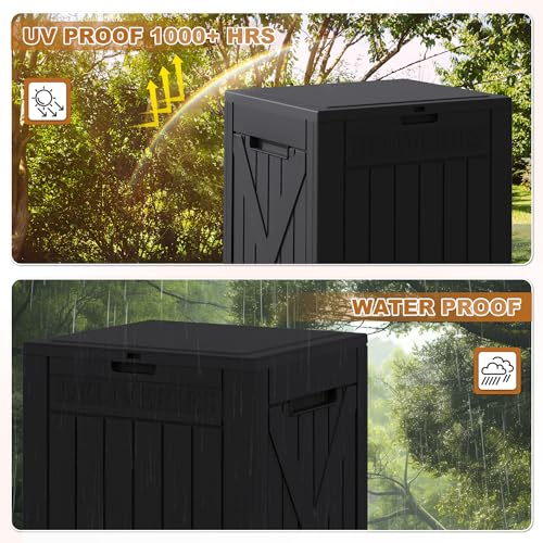 JUMMICO 52 Gallon Resin Package Delivery Box Lockable&Waterproof - color: Black