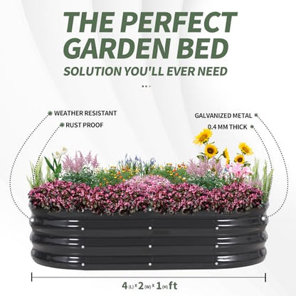 1MORE Galvanized Raised Garden Bed Outdoor,Planter Bed 4x2x1ft,Gray,4-Pk - color: Gray