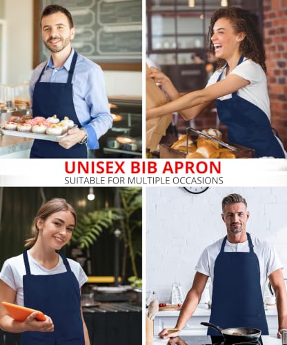 Utopia Kitchen Bib Aprons 2 Pack Adjustable With 2 Pockets - color: Navy