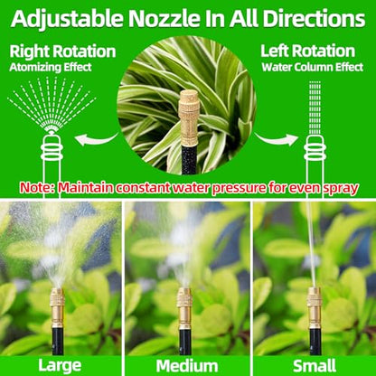 100FT Drip Irrigation Kit, 32 360° Copper Nozzles, Garden Watering System - size: 100FT