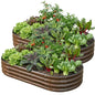 SnugNiture 2 Pcs 6x3x1ft Oval Metal Raised Garden Bed for Vegetables, Brown - color: Brown, size: 6×3×1ft(2 Pack)