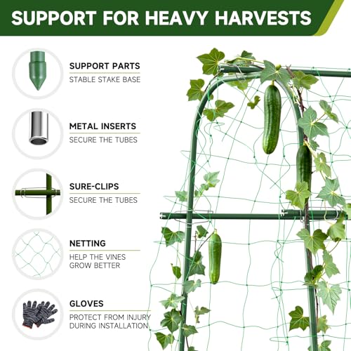 HIRALIY Cucumber Trellis for Climbing Plants, 4ft Tall, Green - size: 48"L x 31"W x 48"H-Tunnel Trellis