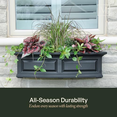 Mayne Nantucket 36in Self-Watering Rectangular Window Box Planter, Black - color: Black, size: 36in