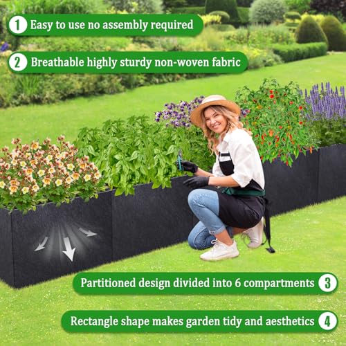 POILKMNI 12x2x1ft Fabric Raised Garden Bed - size: 12x2x1ft Rectangular
