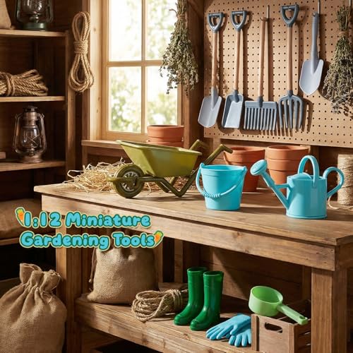 1:12 Scale Miniature Dollhouse Garden Tools Set
