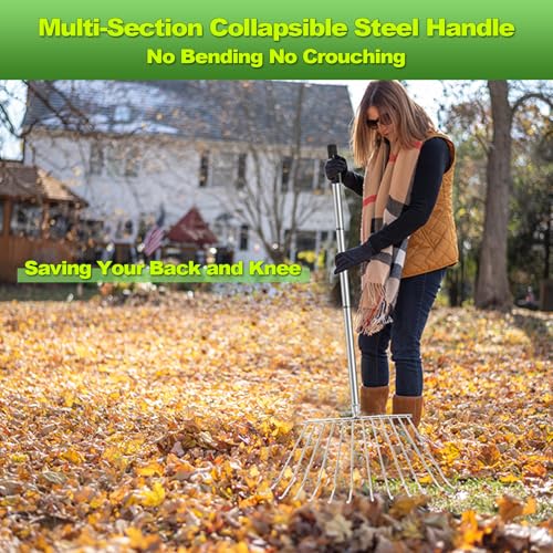 Turf Dead Grass Leaf Rakes Long Handle for Lawns, Garden, Leaves