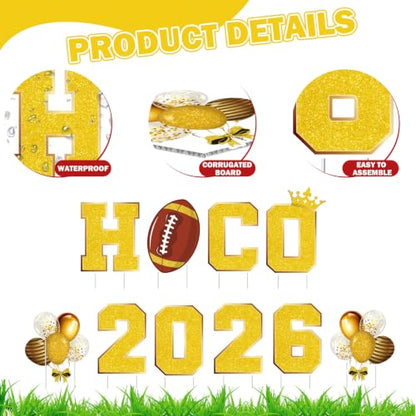 Rngmsi Homecoming Yard Signs Decorations 2026, 8PCS Football Yard Signs with Stakes Party Decorations, Waterproof Hoco Lawn Sign for Outdoor School Dance Party Decor Supplies - style: Homecoming
