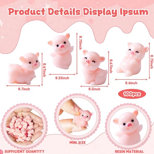 100 Pcs Mini Resin Pigs Miniature Pig Figurines Tiny Pigs Bulk