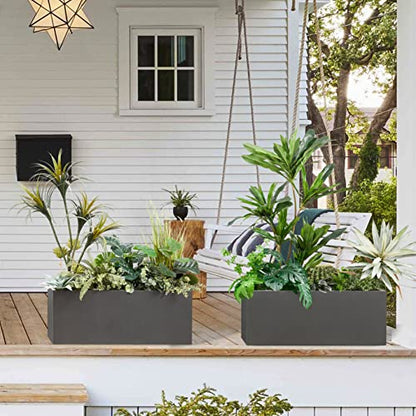 38Lx15Wx15H Rectangular Metallic Planter Box for Outdoor Indoor Plants - color: Gray