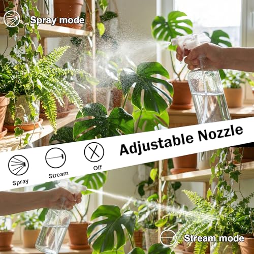 16.9oz Clear Glass Spray Bottles 2 Pack, Adjustable Mist Stream - color: Clear