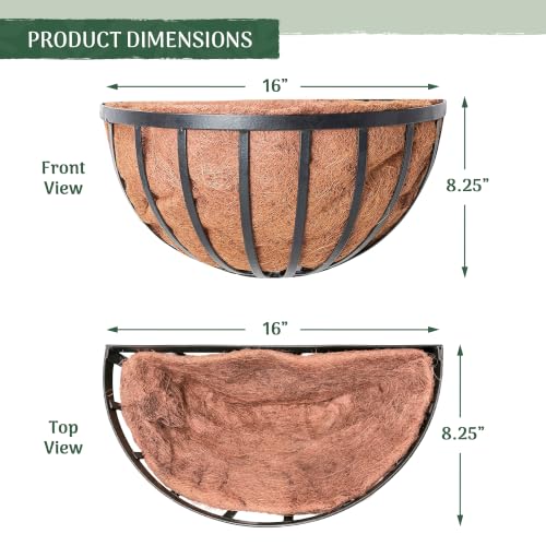 Arcadia Garden Products 1527 Half Round Circle Wall Mounted Planters with Coco Liner 16"