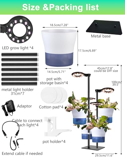 Indoor Plant Hydroponics Growing System Tower Kit with Grow Light (Large) - size: 20 inch