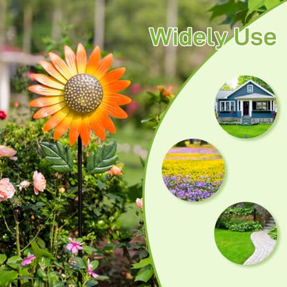 Sunflower Wind Spinner,Garden Windmills and Spinners for Yard - color: Sunflower-orange