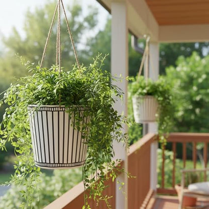 Hanging Skinny Blue Stripe 5'' Flower Pot, Multi Color