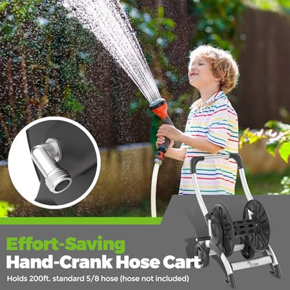 Upgrade Hose Reel Cart, Holds 200 Feet of 5/8" Hose - color: Black