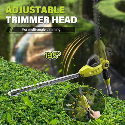 SEYVUM 20V Cordless Pole Hedge Trimmer, Bush & Shrub Cutter, 20-Inch Blade