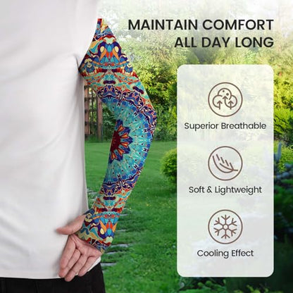 YPHCDO Gardening Sleeves for Women Cooling Sun Protection Anti-Scratch - color: Blue Red