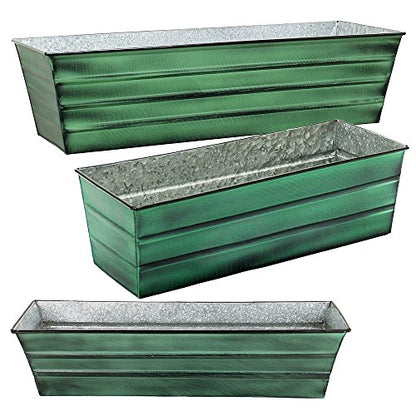 Achla Designs Galvanized Window Flower Box Planter-Green-Small (22" L x 6" W x 5" H) - color: Green, size: Small