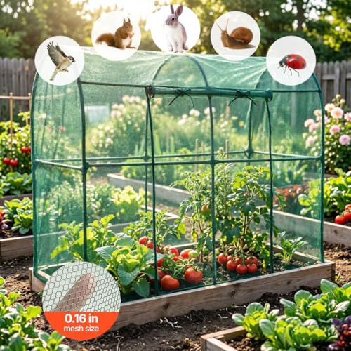 Crop Cages for Garden Plant, Plant Protection Tent with Zippered Door, Raised Bed Cover, Garden Bed Cover with Frame, Wind-Resistant Plant Cages for Outdoor Plants Vegetable Flower 87''*43''*71'' - size: 87''*43''*71''
