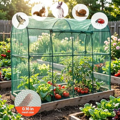 Crop Cages for Garden Plant, Plant Protection Tent with Zippered Door, Raised Bed Cover, Garden Bed Cover with Frame, Wind-Resistant Plant Cages for Outdoor Plants Vegetable Flower 87''*43''*71'' - size: 87''*43''*71''