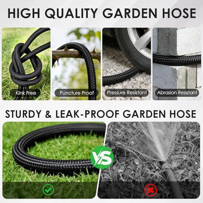 Garden Hose 100 FT, Lightweight Water Hose with 10 Function Nozzle - size: 100FT