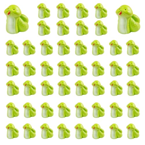 50PCS Mini Safari Jungle Animals Figurines Resin Snake Wild Animal Miniature Figurines Fairy Garden Accessories for Moss Landscape DIY Terrarium Home Decor (Snake) - color: Snake