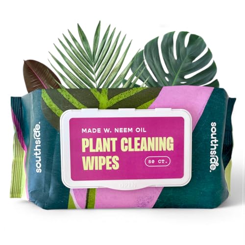 Southside Neem Oil Infused Plant Cleaning Wipes – Unscented Plant-Based Leaf Wipes for Indoor & Outdoor Plants That Protect Plants, Promote Shiny Leaves & Better Photosynthesis, 80 Ct