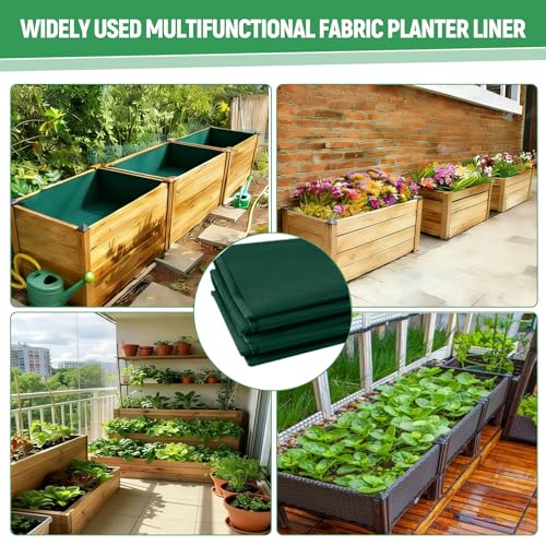 63×114 Inch Raised Garden Bed Liner, Heavy Duty Green Planter Fabric Liner - color: Green