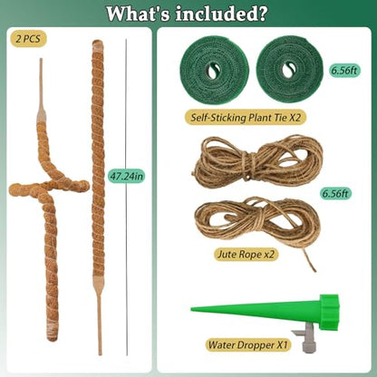 2 Pack 48" Monstera Plants Bendable Moss Pole for Climbing