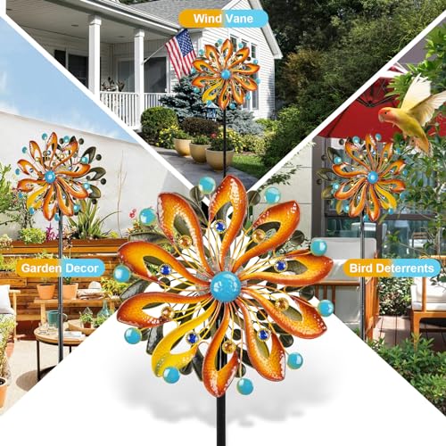 MLKNK Wind Spinners for Yard and Garden - Wind Sculptures & Spinners - size: Gradient brown