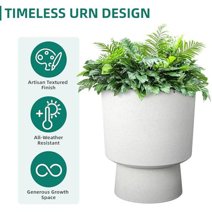 Autodaya 16.75" Urn-Style Planters Set of 2, White Terrazzo Pedestal - color: 16.8"h-white Terrazzo