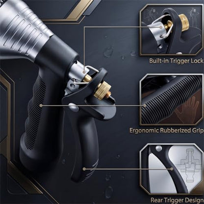 GREEN MOUNT Water Hose Nozzle 2-Pack, Zinc Alloy Garden Spray Nozzle with Adjustable Spray Patterns, Leakproof Rustproof Trigger Lock for Outdoor Cleaning & Car Wash, Silver & Silver - color: Silver & Silver