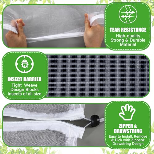 1 Pcs Large Fruit Tree Netting 10 X 14 Ft with Zipper Drawstring - size: 10 x 14 ft