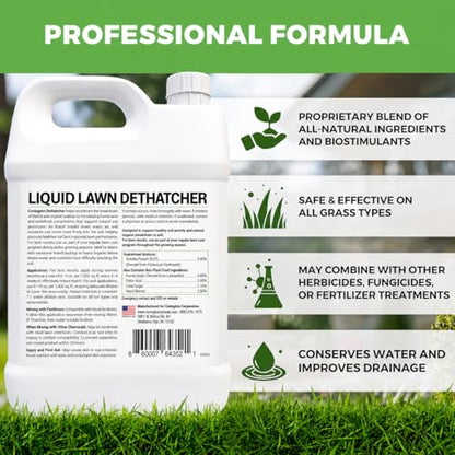 Covington Liquid Lawn Dethatcher (32oz) – Liquid Aerator Concentrate & Humic Thatch Remover, Soil Softener & Grass Thatch Buster for Lawns & Gardens – Kids & Pet Safe, Made in USA - size: Quart