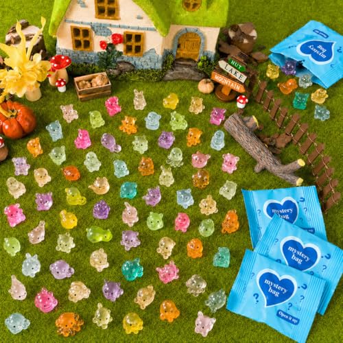 60Pcs Glow in The Dark Mini Resin Animals Mystery Bags - color: Animals