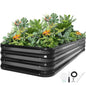 G GOOD GAIN Raised Garden Beds Outdoor, 5-in-1 Modular Metal Planter, Grey - color: Gray, size: 8x3x1ft(1pcs)