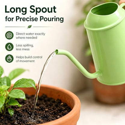 Tiny Montessori Metal Watering Can for Kids with Long Spout (White) - color: White