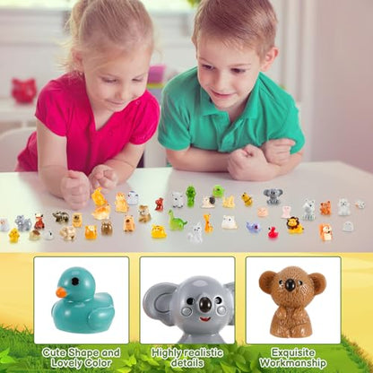 Mini Resin Animals Figures 80Pcs Tiny Resin Animals Miniature Small Animal Figures Bulk for Party Favors Dollhouse Aquarium Garden Decoration