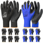 toolant Crinkle Latex Work Gloves, 12 Pairs, Black & Blue, Large - color: Black & Blue, size: Large