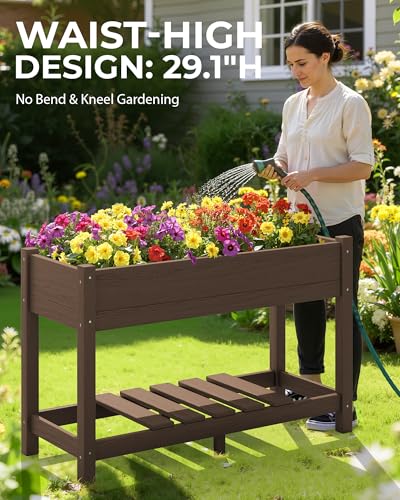 SERWALL Raised Garden Bed with Legs Set of 2-Brown - color: Brown, size: 2 pack