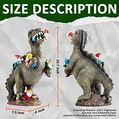SOWSUN 10.7" Garden Gnomes Statue Dinosaur Outdoor Decor Gifts for Women - size: 10.7" Dinosaur