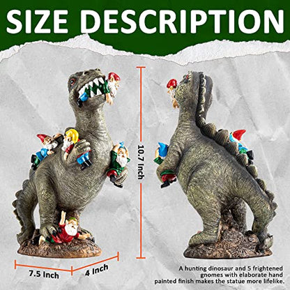 SOWSUN 10.7" Garden Gnomes Statue Dinosaur Outdoor Decor Gifts for Women - size: 10.7" Dinosaur