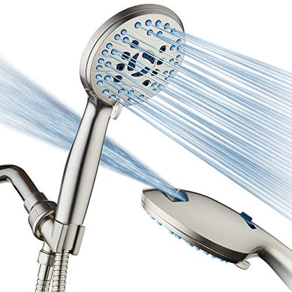 AquaCare 8-mode High Pressure Handheld Shower Head with 2-mode Power Wash - color: Satin Nickel, style: 2.5 Gallon Per Minute