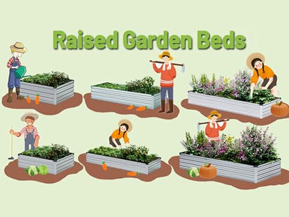 2PCS 10x3x1ft Galvanized Raised Garden Bed Kit,Gardening Planter Box - color: Silver, size: 10x3x1FT(2PCS)