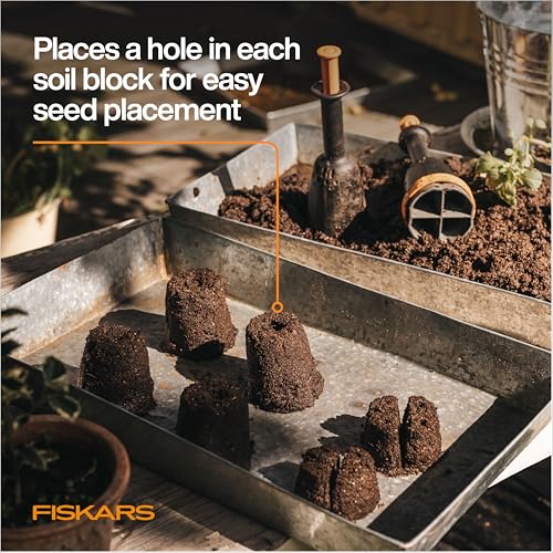 Fiskars Garden Soil Block Maker for Plant Seeds with Natural Air Pruning