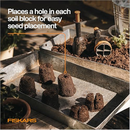 Fiskars Garden Soil Block Maker for Plant Seeds with Natural Air Pruning